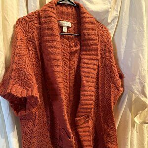 DressBarn Open front Cardigan Sweater Rust Orange Short Sleeve Women 2X